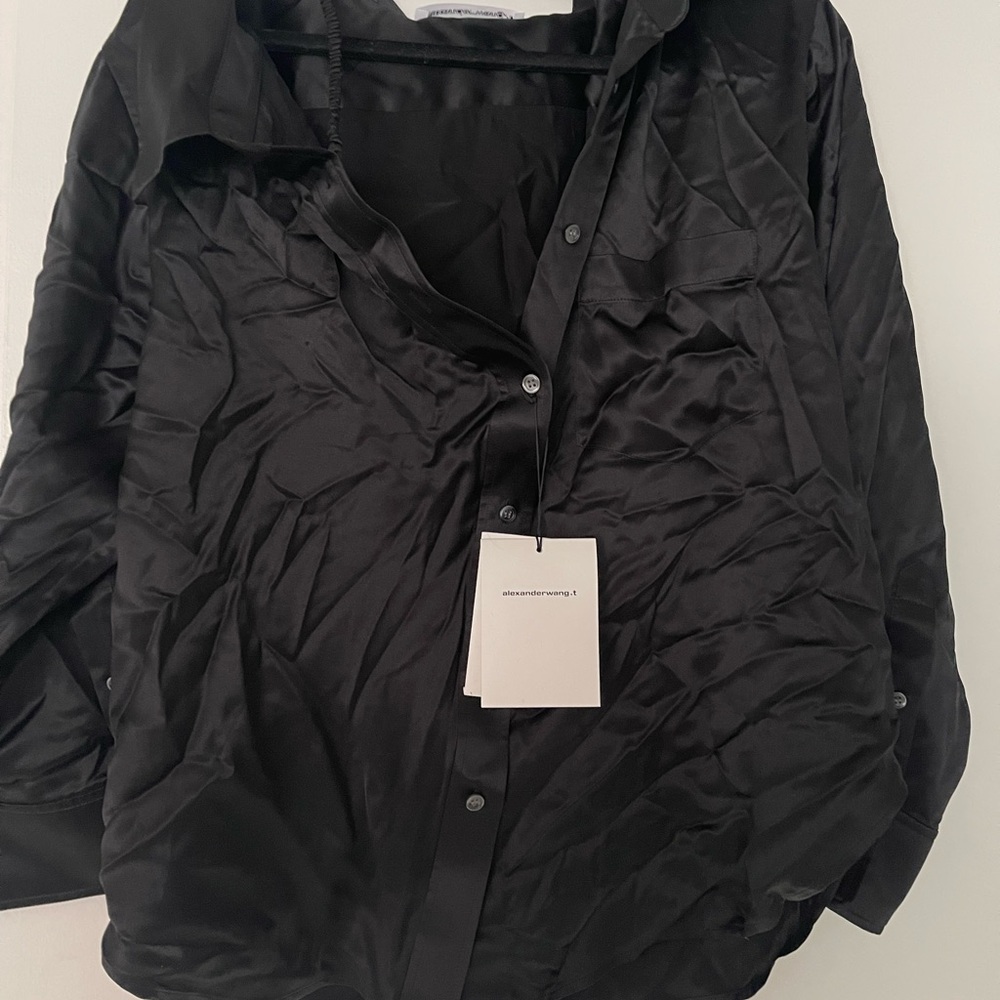 Alexander Wang Off the Shoulder shirt with scrunchie strap.